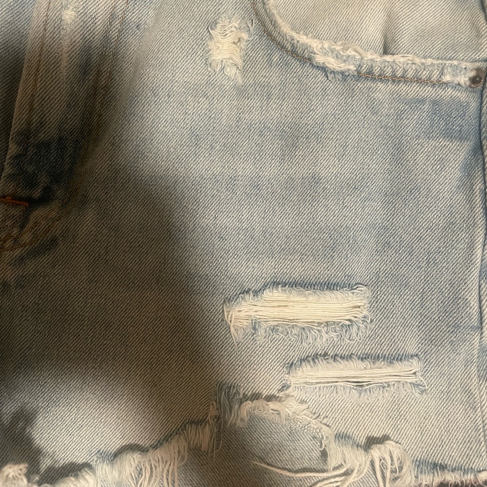 Zara Light Blue Ripped Jean Shorts - Picture 5 of 7